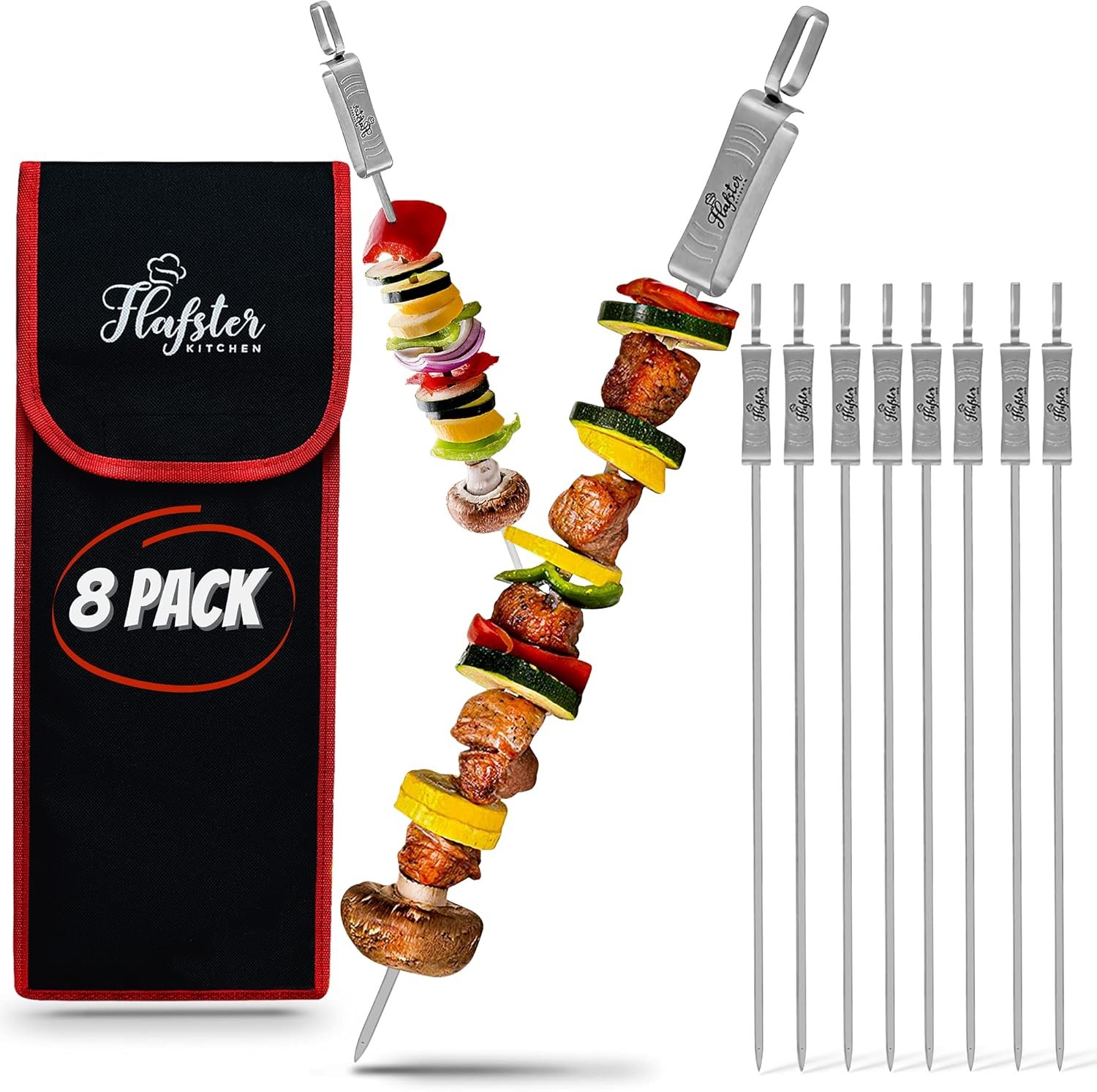 FLAFSTER Brochetas BBQ Acero Inoxidable 16" Set 6 Piezas